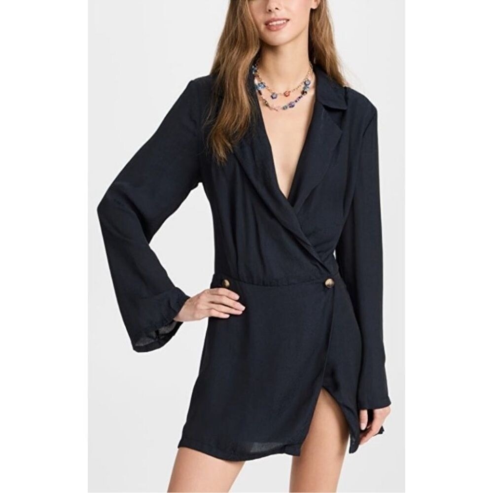 NWT Free People Wrap Mini Dress Size XS Navy‎ Blue